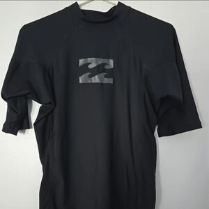 Billabong UPF 50 Mens Large Mock Black 3/4 Sleeve Performance Fit Surf Shirt